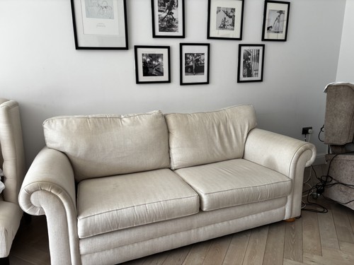 Pair seater beige linen - 3-seater,