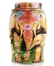 WILLIAMSON TEA ELEPHANT CADDY 40 EARL GREY TEA BAGS FLOWER ELE REAP WHAT YOU SOW