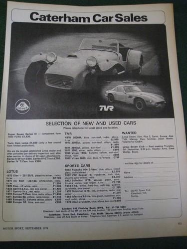 Caterham car sales tvr - tvr, lotus