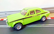 SCALEXTRIC C052 Ford Escort Mk1 Mexico, Lime Green/Black Stripes, Silver Wheels.