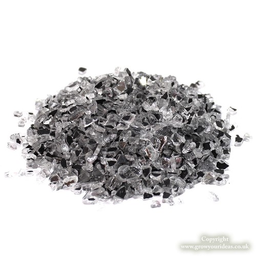 Silver mirrored crushed glass - silver,