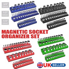 Magnetic Socket Holder Organizer Set Tray Rack Rail 1/4" 3/8" 1/2" Drive Metric