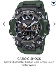 Casio Men's G Shock Mudmaster Carbon Core Green Tough Solar watch.