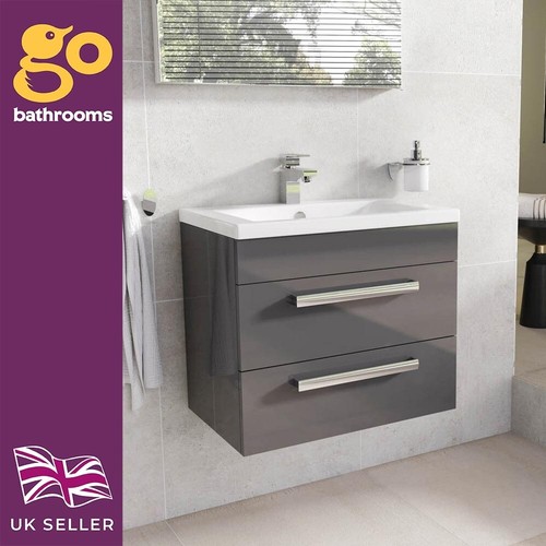 Small grey gloss bathroom sink - small,