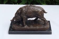Statue Boar Wildlife Art Deco Style Art Nouveau Style Bronze Signed Sculpture