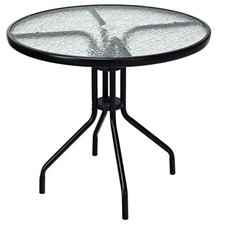 Costway 70 cm Patio Dining Table Garden Accent End Table w/Umbrella Hole