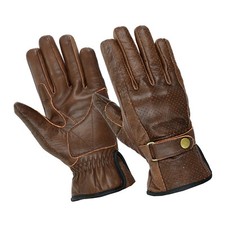 Gallanto Brown Perforated Motorcycle Armoured Vented Leather Gloves Biker Summer