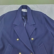 Mackintosh Pea Coat Womens Sz 14 Navy Wool Double Breasted Gold Buttons Vintage