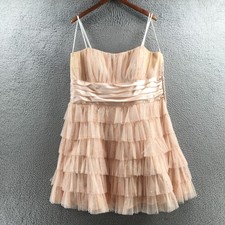 Deb Chiffon Tiered Short Dress Womens 22/23 Beige Square Neck Pullover Casual