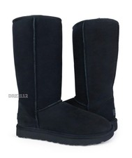 UGG Classic Tall II Black Suede Fur Boots Womens Size 9 -NIB-