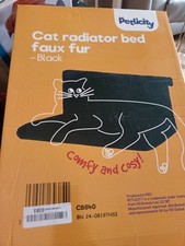 Petlicity Cat Radiator Bed Faux Fur Black. New & Boxed
