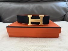 Hermes 32MM Belt Black & Tan