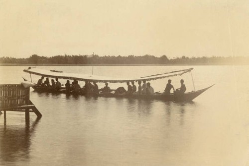 Covered malayan river boat - river,