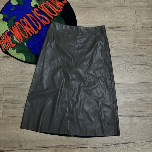 Faux leather midi skirt - faux,