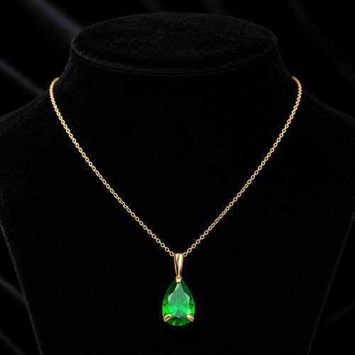 Yellow gold emerald teadrop - emerald,