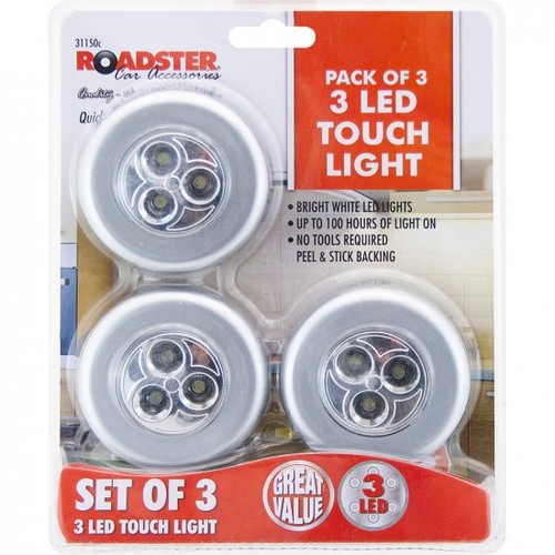 3pc stick push light - stick-on,