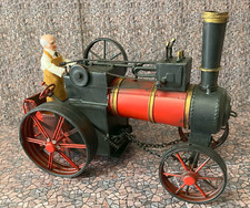 Tin Plate Metal Model Of A Vintage Old Style Traction Engine With Driver