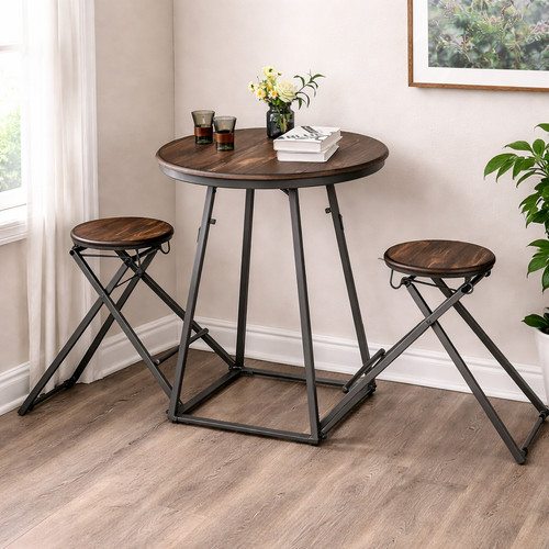 Bar table set folding stools - table,