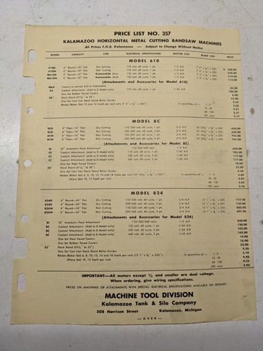 Kalamazoo band saw tool - band,