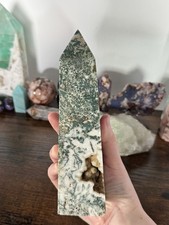 Large Moss Agate Crystal Tower