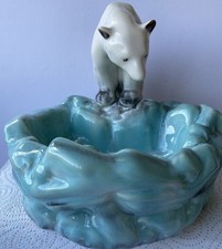 ART DECO Czechoslovakian Sculptured Bowl By Ditmar Urbach Polar Bear on Rocks .