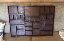 Vintage Large Wooden Wall Figurine Miniature Knick Knack Shelf Display-3 Cubby's