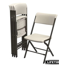 Lifetime Bypass Commercial Grade Folding Chairs Indoor Outdoor Cream Wide