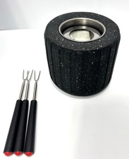 Tabletop Fire Pit Portable Firebowl Dark Charcoal Black with Burner Cup & Prongs