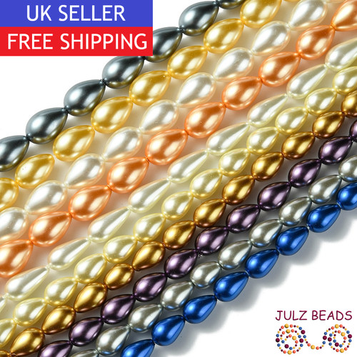 Pearl glass teardrop beads - glass,