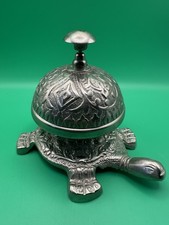 Vintage Cast Metal Turtle Desk Service Bell – Lo Shu Magic Square Base 11cm