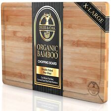 Wood Chopping Board Large Bamboo Cutting Block Wooden Serving Food Kitchen UK