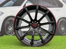 4X22" 5X130 Black With Red Lip