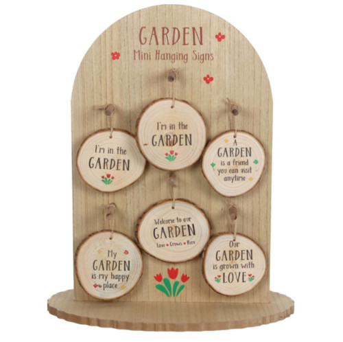Wood slice small garden - wood, sign