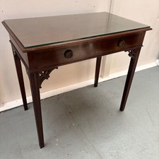 Georgian Mahogany Chippendale Style Two Drawer Console Side Table