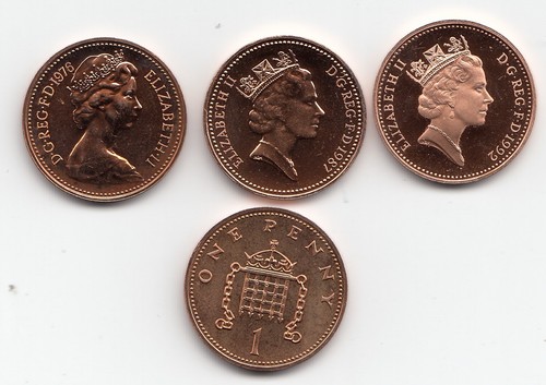 Proof one pence coins 1p - proof,