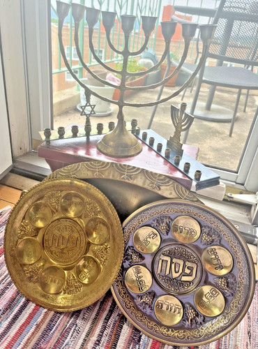 Vtg judaica brass lot - judaica,