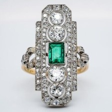 Art Deco Style Emerald & Lab