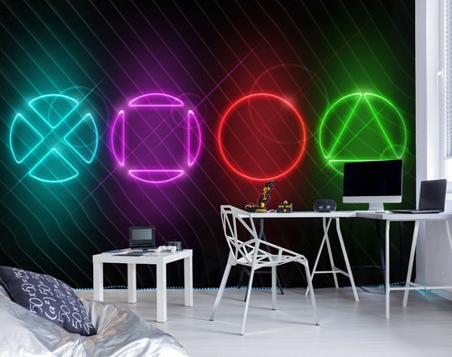 Gaming mural wallpaper neon - gaming,