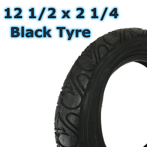 Black pram tyre - pram, (62-203)