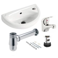 Small Compact Bathroom Cloakroom Wash Basin Sink Mixer Tap Bottle Trap Waste