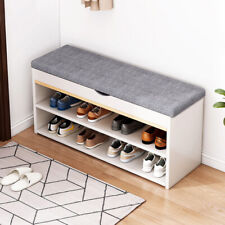 Hallway Shoe Bench Cushioned Seat Storage Shoe Cabinet Shoe Shelf Lift Up Rack