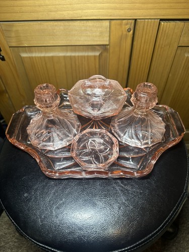 Vintage pink glass dressing - vintage,