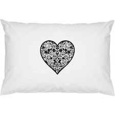 2 x 'Lace Heart' Cotton Pillow Cases (PW00040213)