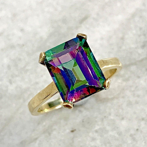 Gold mystic topaz ring - 9,