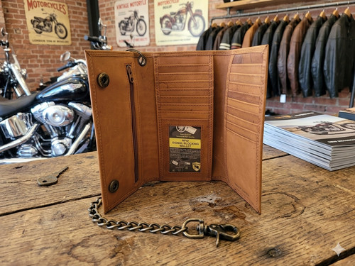 Brown genuine leather trifold - brown,