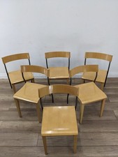 DINING CHAIRS Set 6 Vintage IKEA Wooden Curved Metal Legs, 1990s FREE DELIVERY