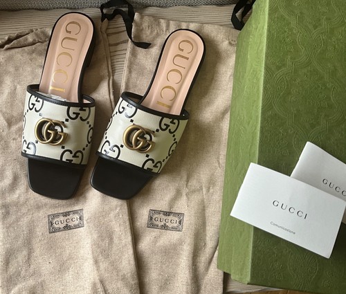 Gucci marmont print slides - gg,