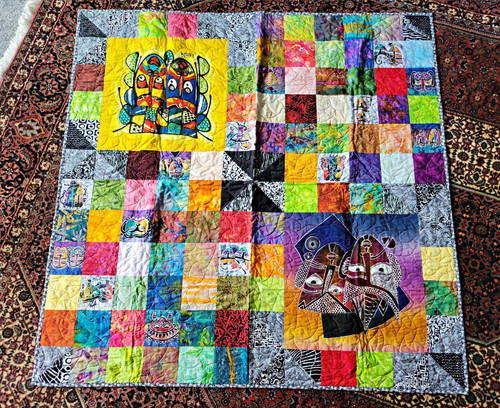 Multicolor patchwork mask art - multicolor,