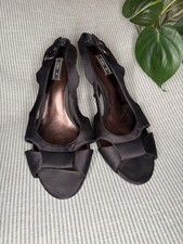 Zara Black Satin Evening Sandals Going Out Kitten Heels Size 5 EUR 38 Worn Once