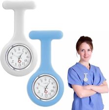 Silicon Nurse Watch Tunic Quartz Fob Pocket Brooch Washable +FREE  BATTERY UK